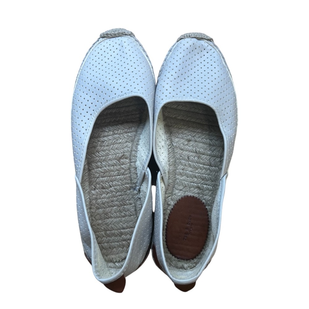 Rag & Bone Georgia Perforated Cream Leather Slip On Espadrilles Size 39.5